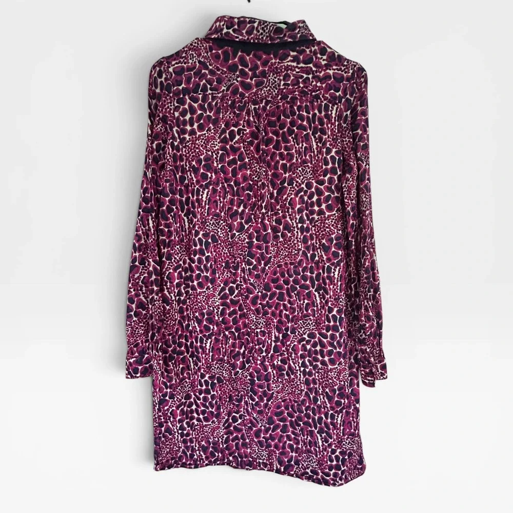 Lilly Pulitzer Pink Purple Leopard Animal Print Cotton Shirt Dress Size 4 - Picture 4 of 10